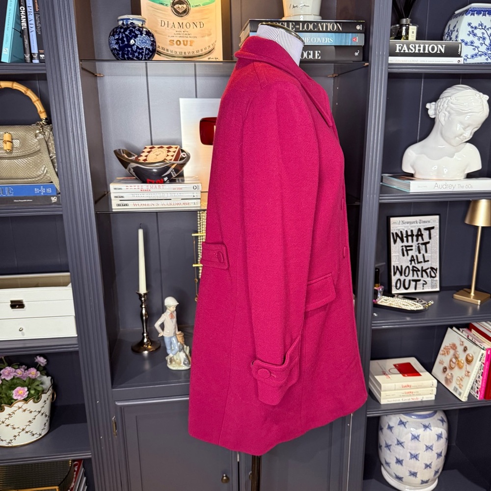 J.Crew Raspberry Wool Blend Coat – Size 10 - Picture 7 of 10